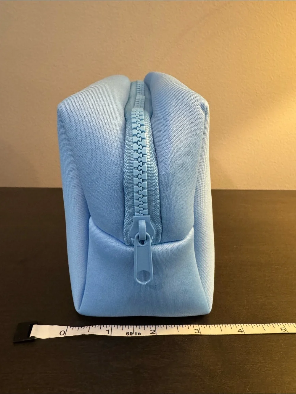 Anthropologie Blue Zippered Makeup Bag 6.5” x 3” x 5” NEW
